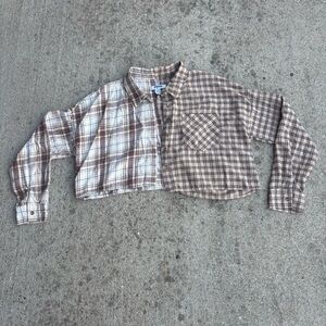 RSQ Plaid Cropped Button-Up Shirt